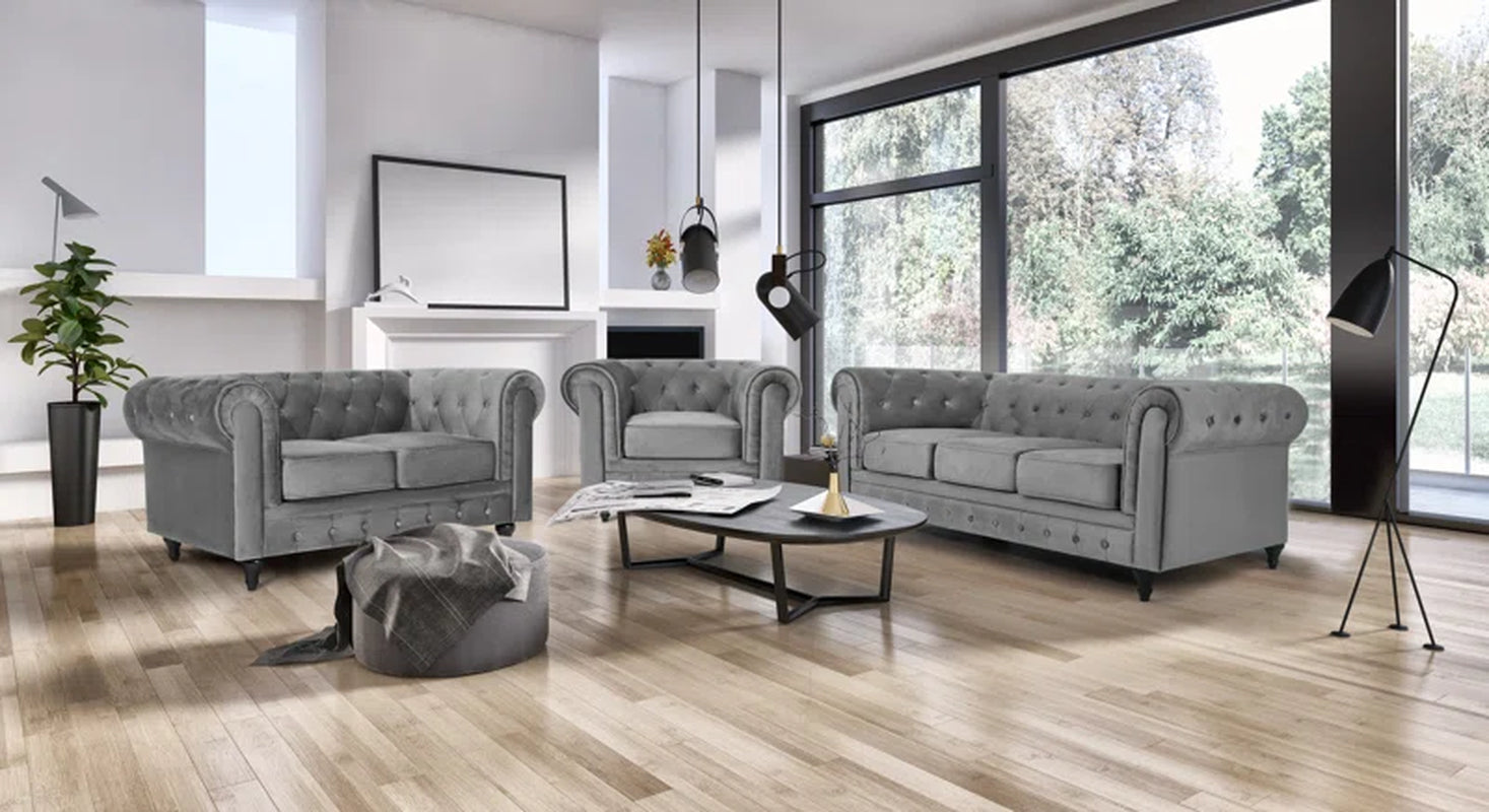 Asya 3 - Piece Velvet Living Room Set