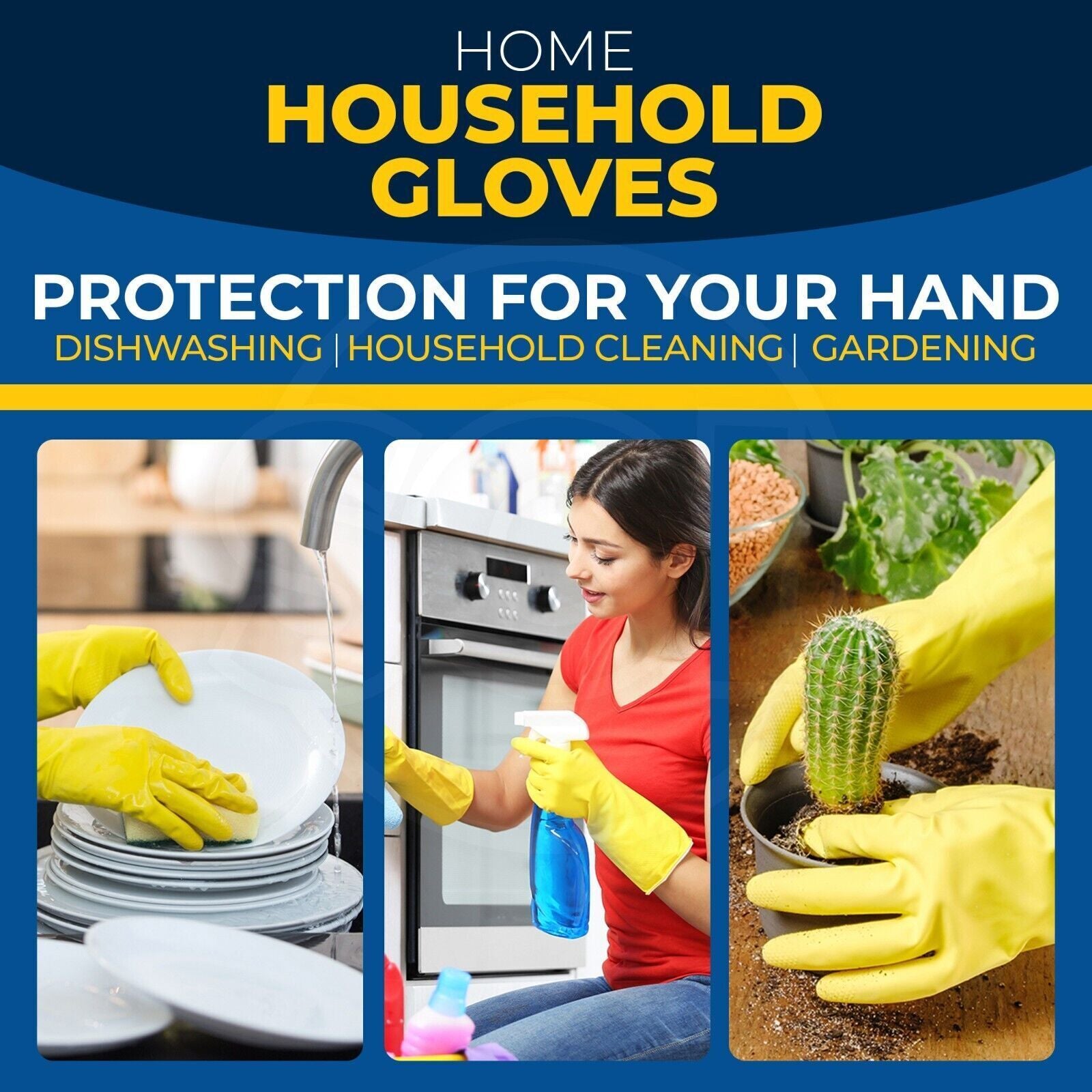 4-36 Pairs Rubber Gloves Large Long Sleeve Household Washing up Kitchen Cleaning