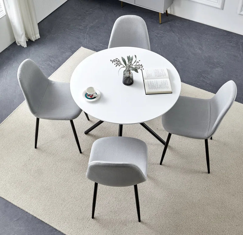 Mose Cullompton Small round Dining Table (TAB202, 90Cm) with 4 Chairs (CHA502-SGY)