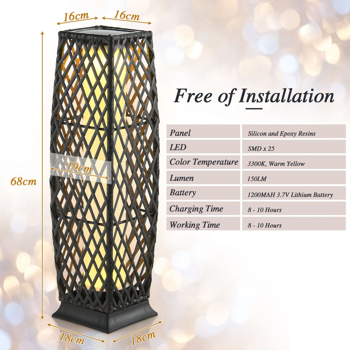 2 Pieces Outdoor Solar-Powered Floor Lamp Set