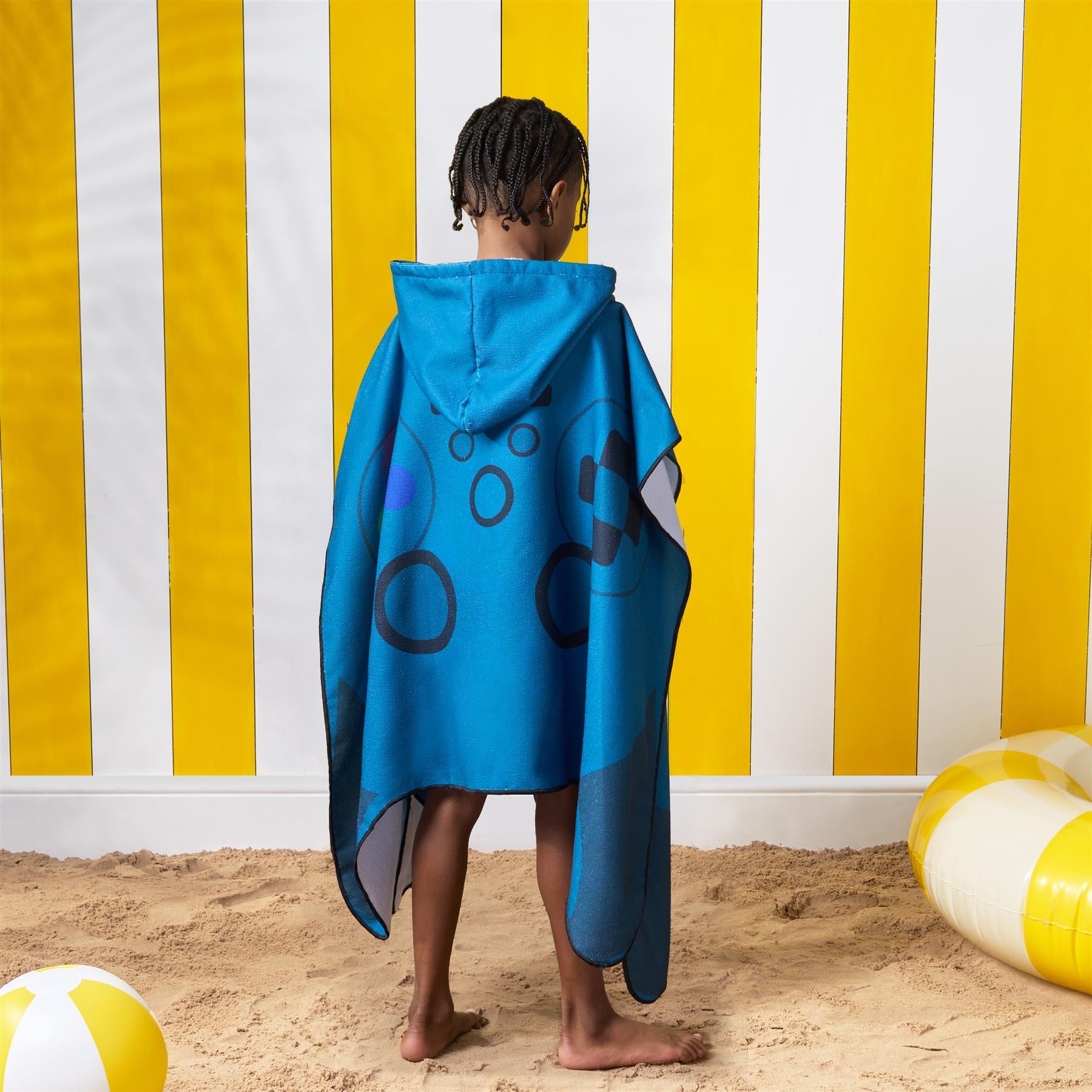 Kids Poncho Beach Towel Hooded Quick Dry Microfibre Holiday Swimming Absorbent