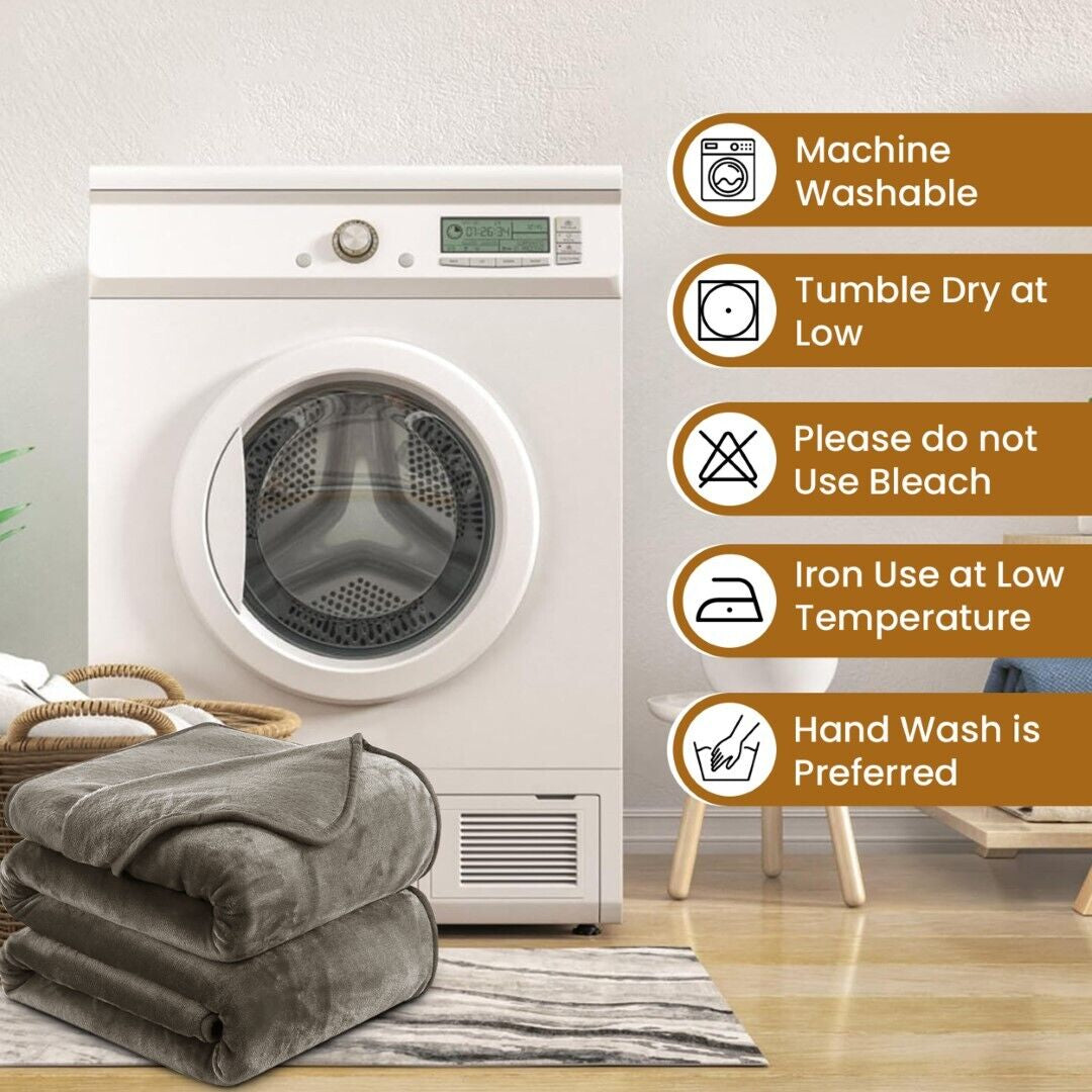 Large Fleece Blanket Throw Reversible Soft Warm Bed Sofa Blanket Double & King