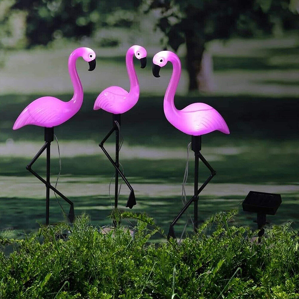 3Pcs LED Solar Flamingo Lights Outdoor Garden Lawn Lamp Stake Landscape Lighting