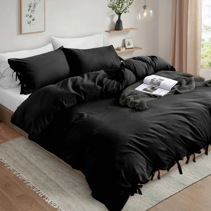 Massouda Microfiber Solid Colour Duvet Cover Set with Pillowcases