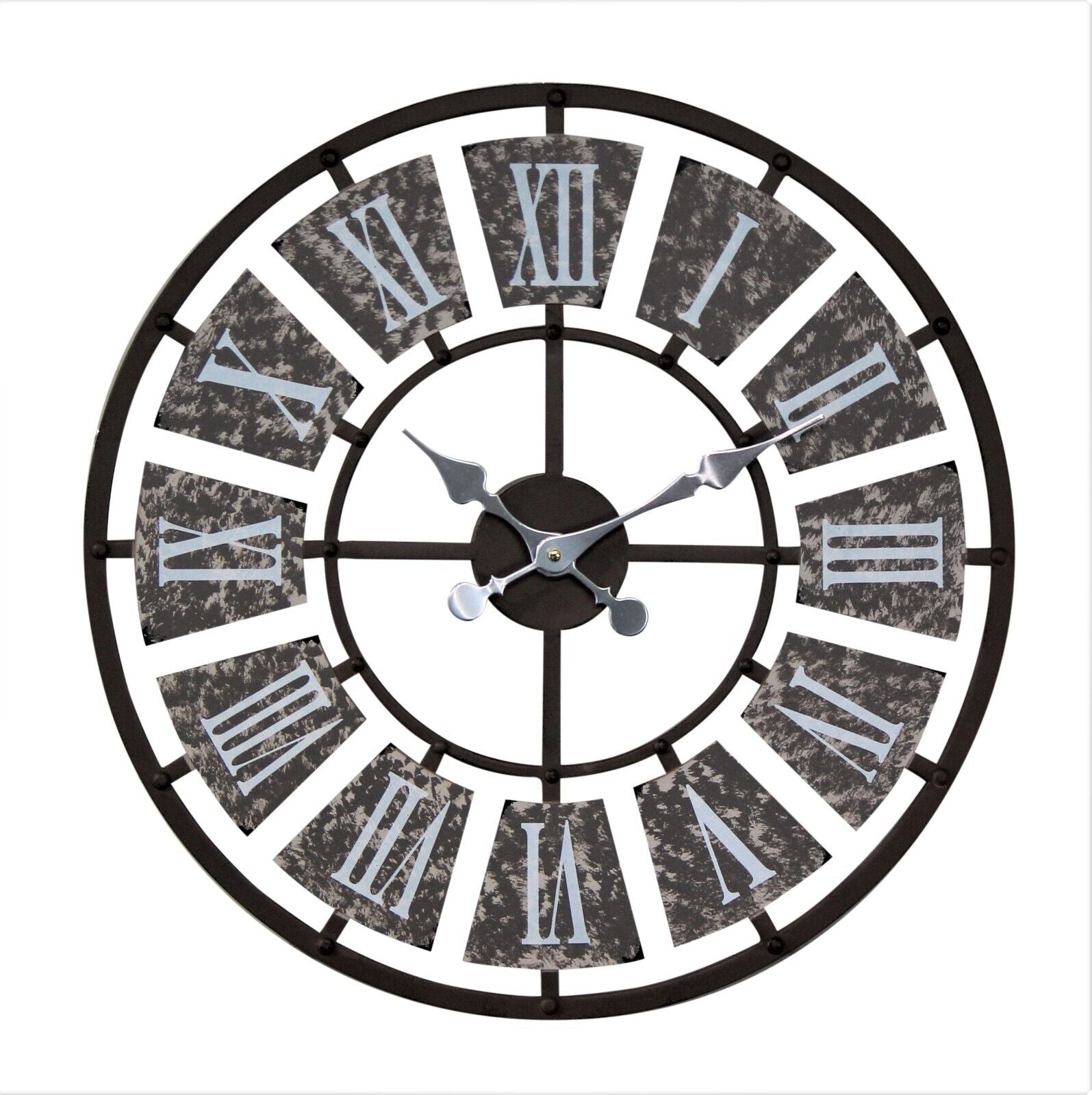 GARDEN WALL CLOCK LARGE INDOOR OUTDOOR GIANT OPEN FACE METAL 58CM