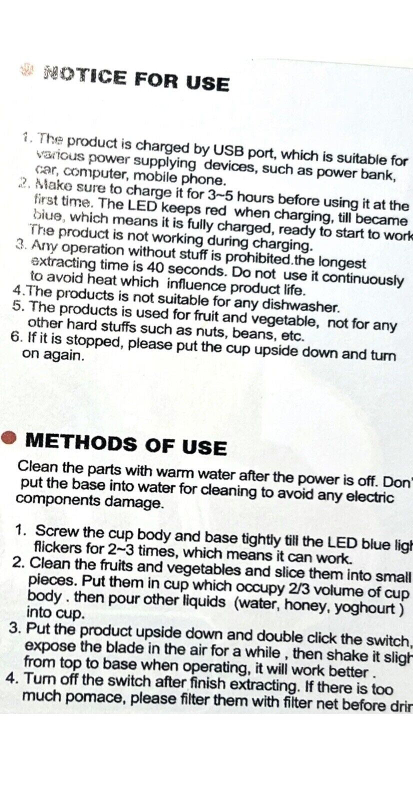 Portable Electric Blender Juicer Fruit Blender Maker Milk Shaker Upgraded