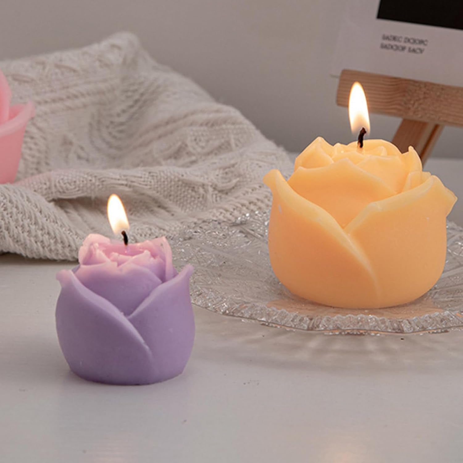 Rose Flower Candle, Handmade Creative Rose Scented Candle, Aromatherapy Candle Ornament, Rose Shaped Tealight Candles for Wedding Valentine'S Day Baby Shower Bridal Shower Birthdays Home Decoration