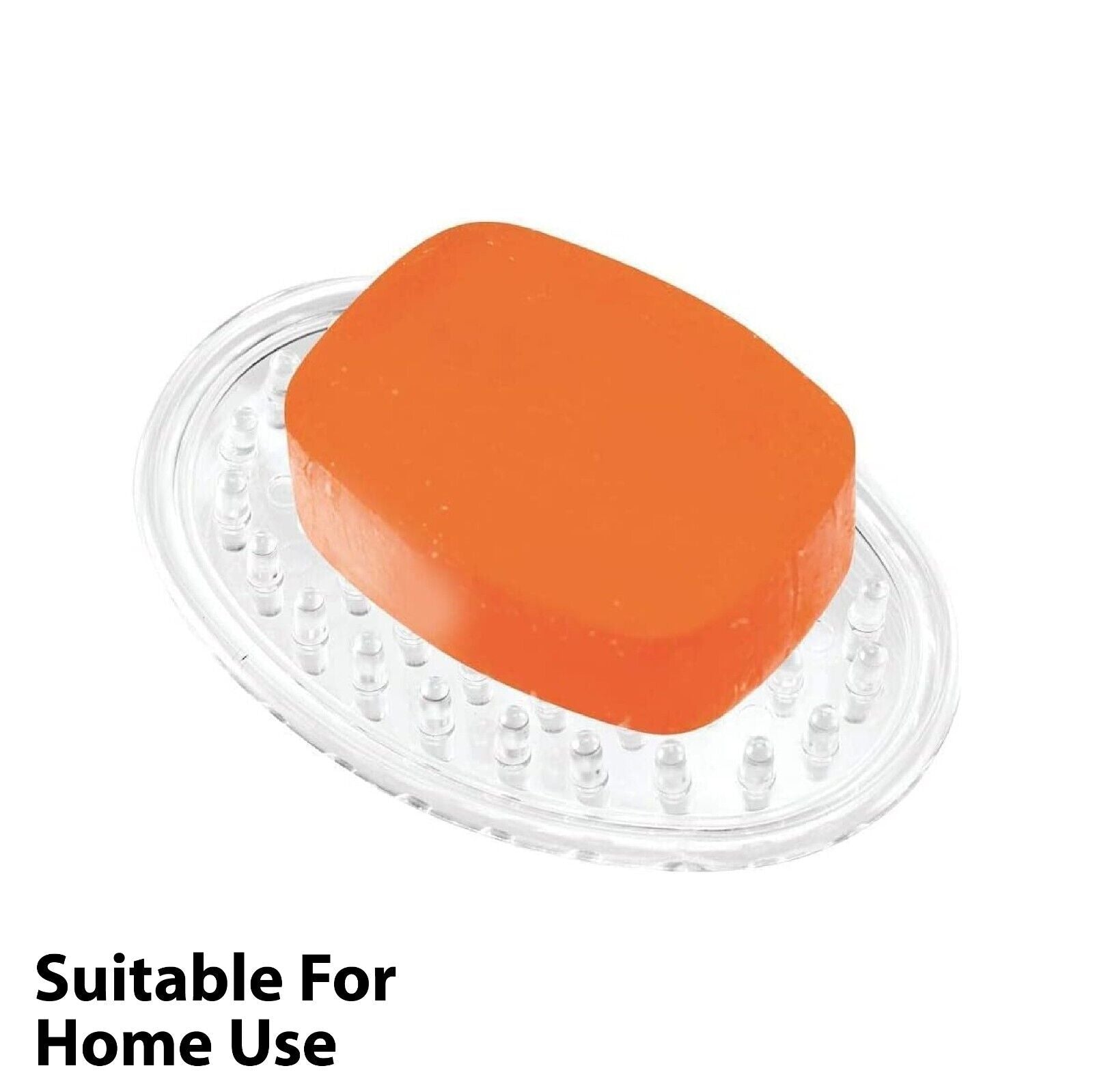 Clear Plastic Soap Holder Dish Drip Tray-Raised Ridges Allow Soap to Tray