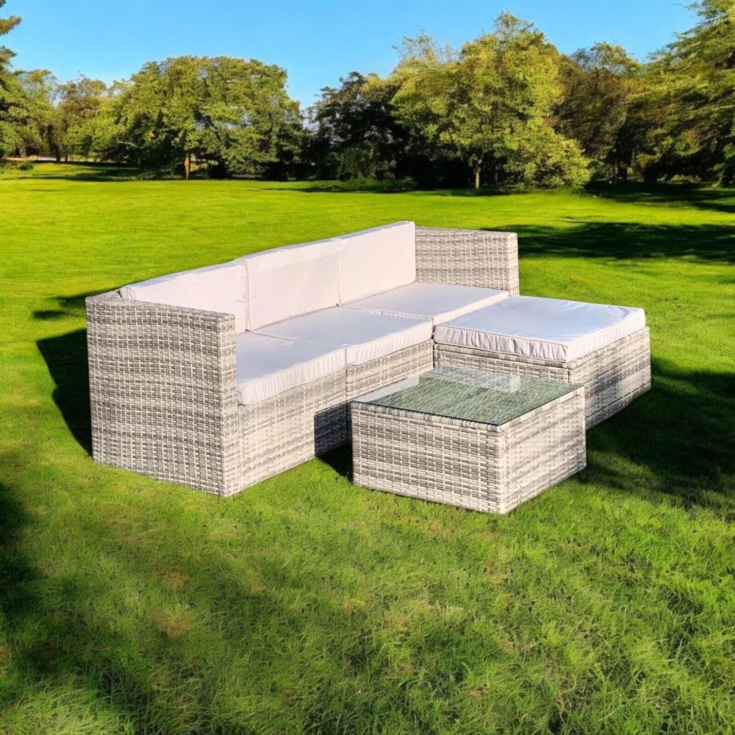 Rattan Garden Furniture Corner Sofa Lounge Set with Cushions for Indoors/Outdoo