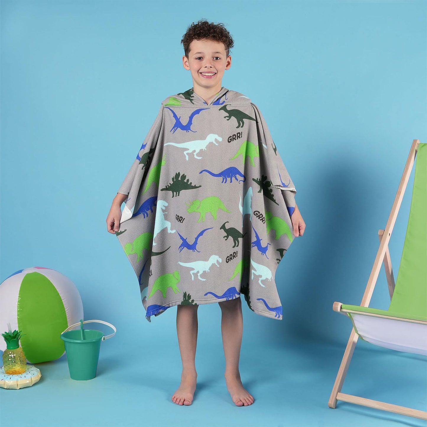 Kids Poncho Beach Towel Hooded Quick Dry Microfibre Holiday Swimming Absorbent
