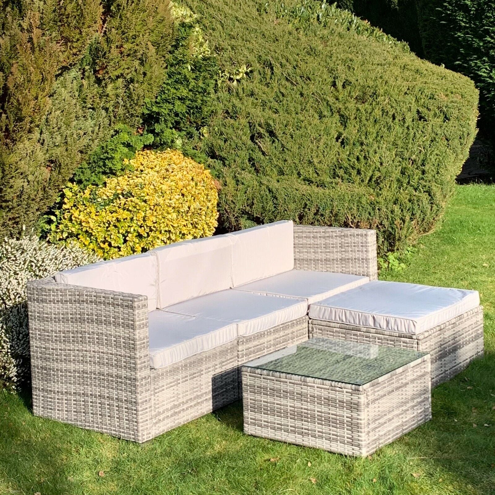 Rattan Garden Furniture Corner Sofa Lounge Set with Cushions for Indoors/Outdoo