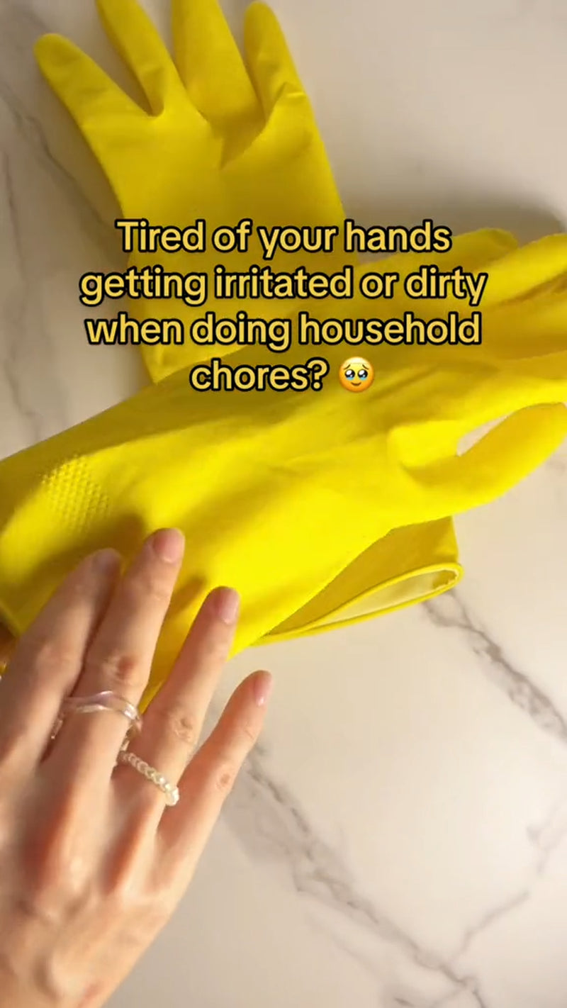 4 Pairs Rubber Gloves Large | Long Sleeve Household Washing up Kitchen Cleaning
