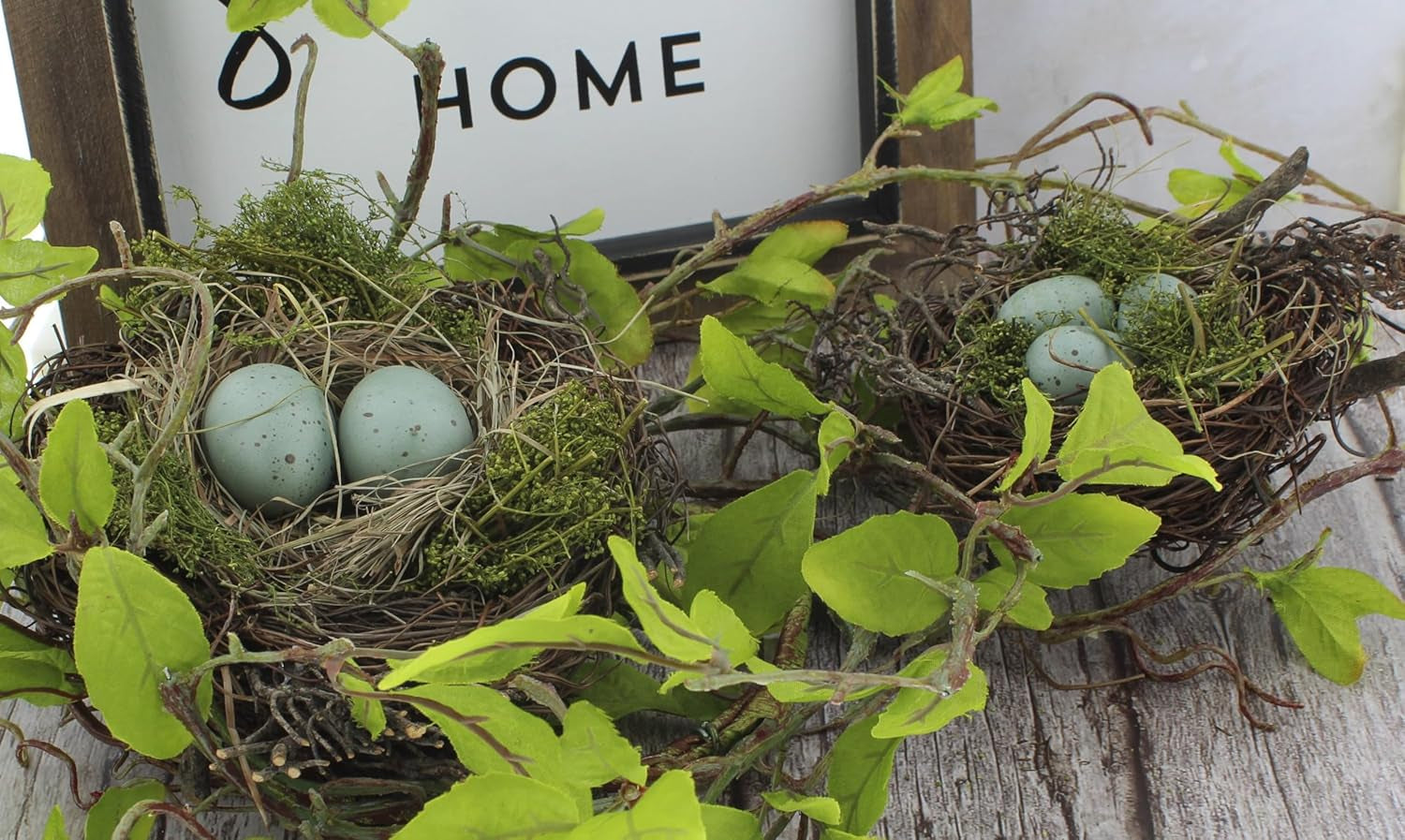 Faux Decorative Bird'S Egg Nest - Cute Bird Nest with Eggs Tabletop Decoration for Spring, Summer, Everyday Home Decor (Robin'S Eggs - Set of 2)