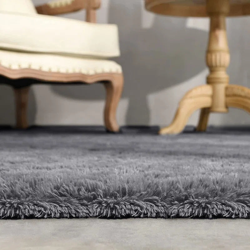 Abria Soft Fluffy Grey Indoor / Outdoor Living Room Area Rug