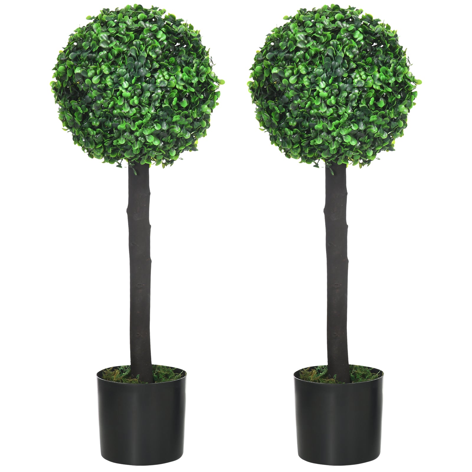 Set of 2 Decorative Artificial Plants Boxwood Ball Trees for Indoor Outdoor