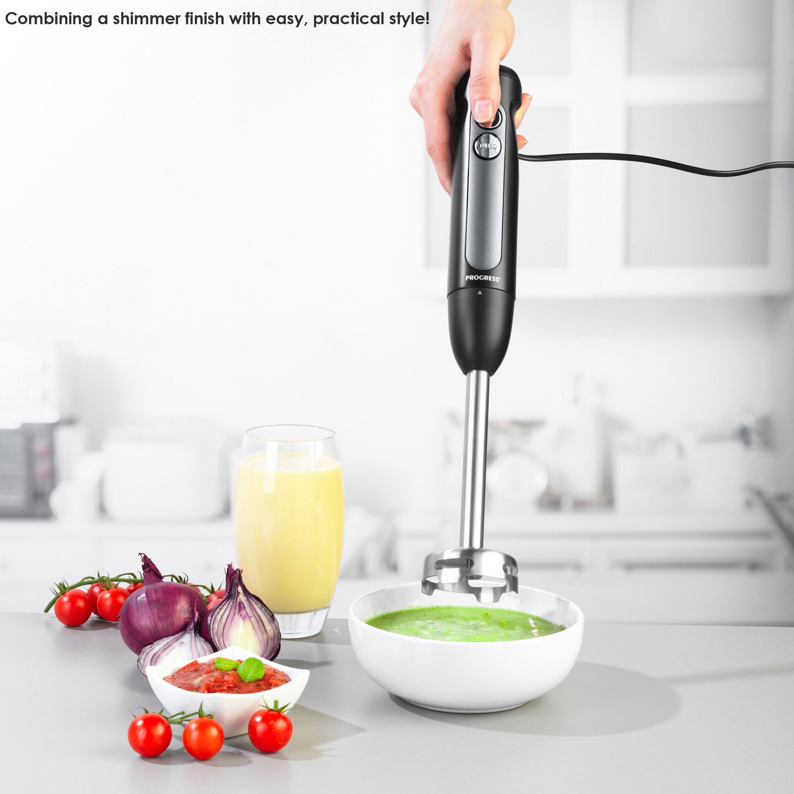 Progress Electric Hand Blender Shimmer Food Processor 300W Stainless Steel Blade
