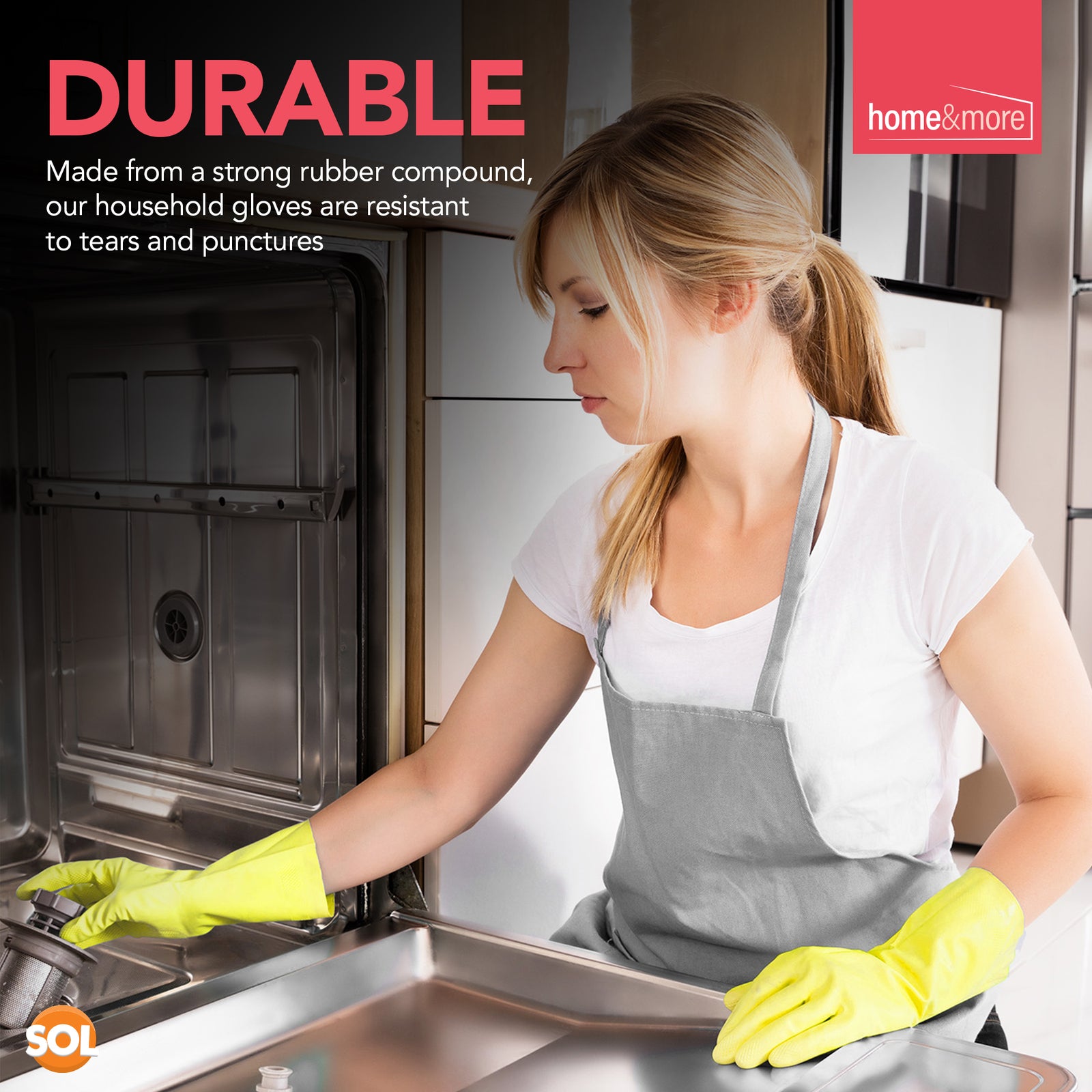4 Pairs Rubber Gloves Large | Long Sleeve Household Washing up Kitchen Cleaning