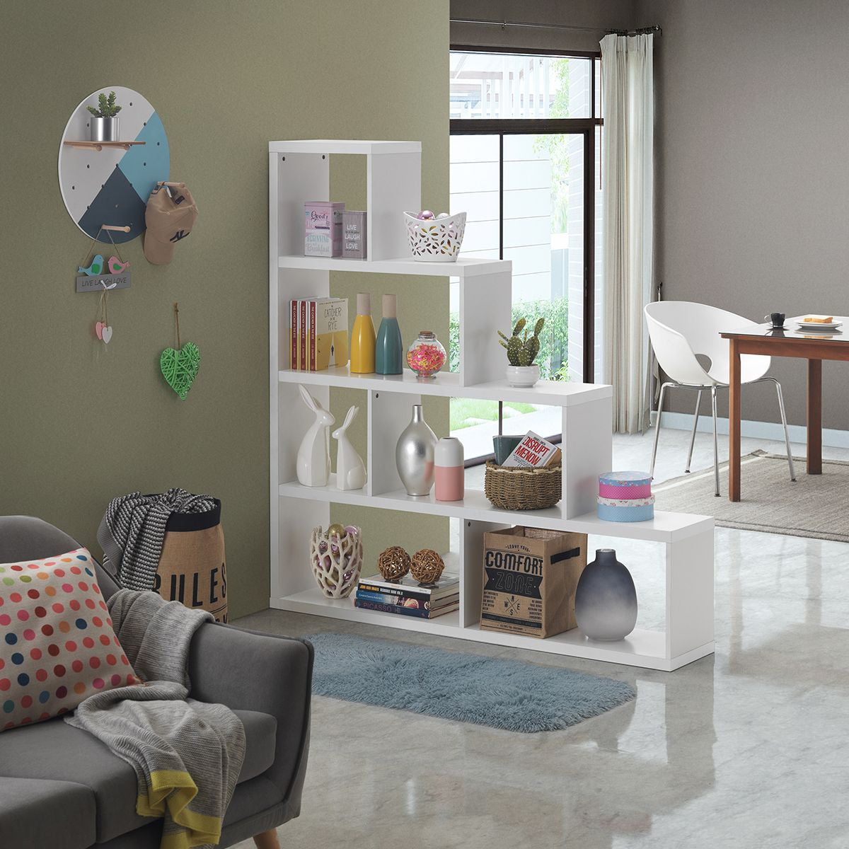 6-Cube Ladder Bookcase for Living Room Study Office