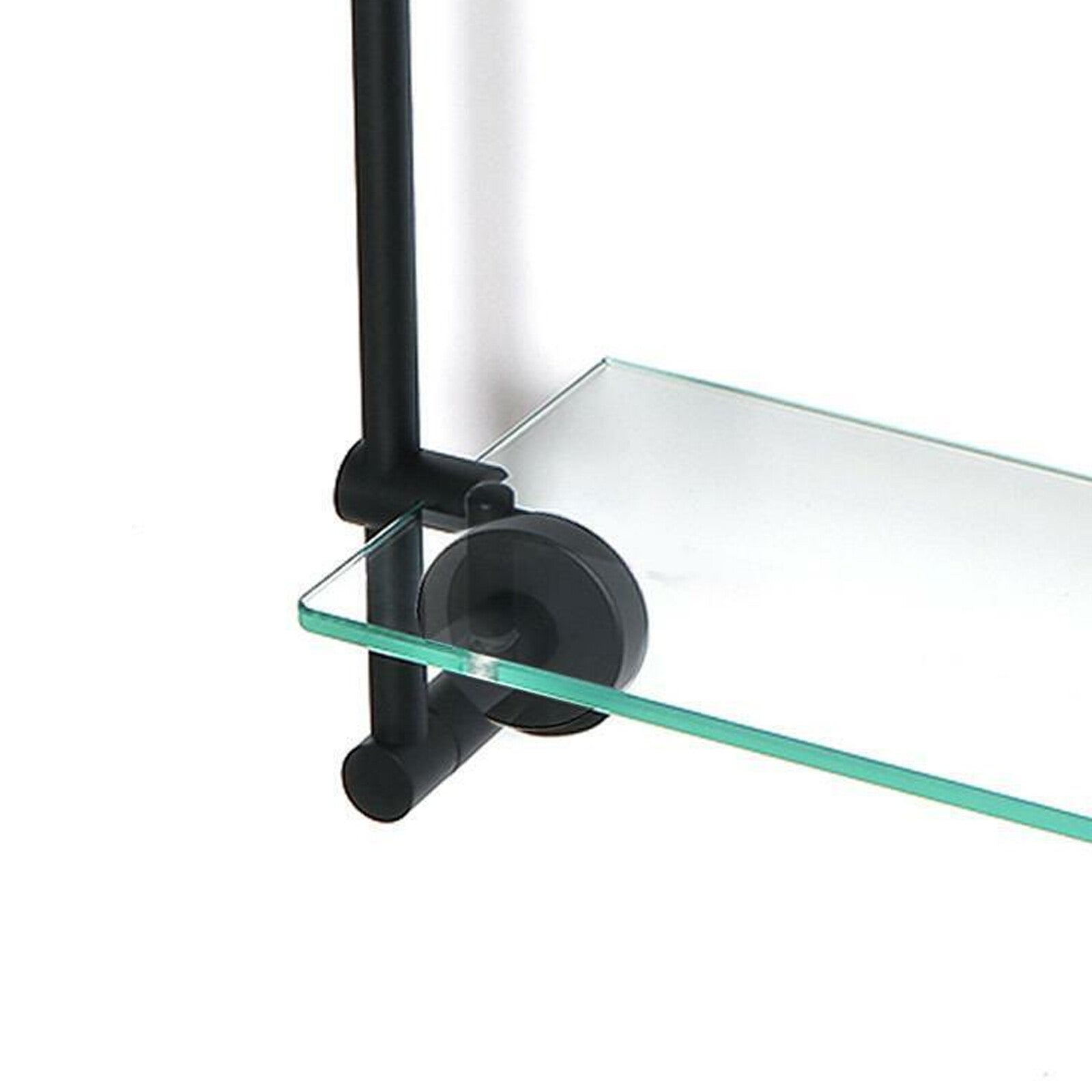 Modern round Black Matte Double Glass Shelf