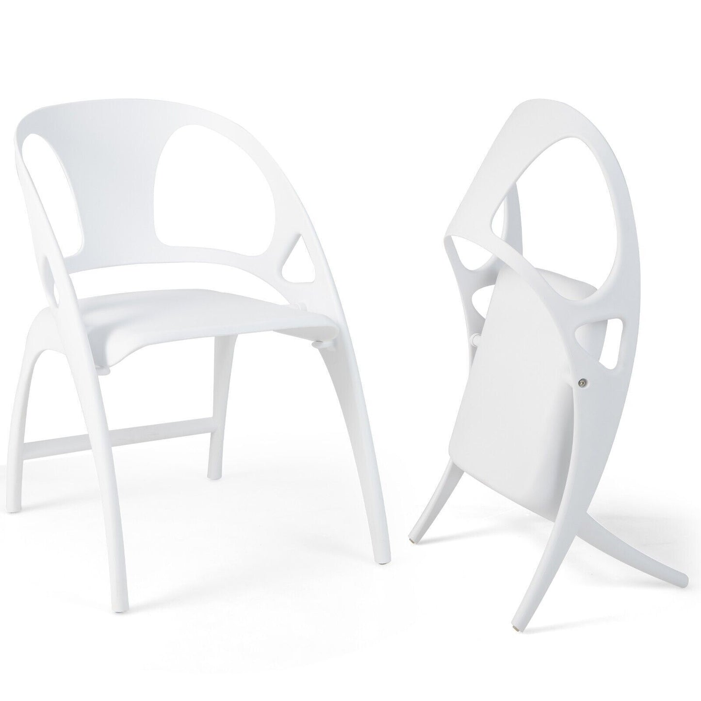 2Pcs Folding Dining Chair Modern Plastic Dining Armchairs Portable Guest Chair