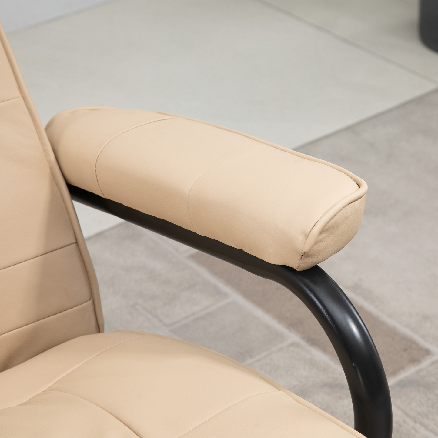 Freestanding Living Room Chair with High Density Cushion and Footrest Beige