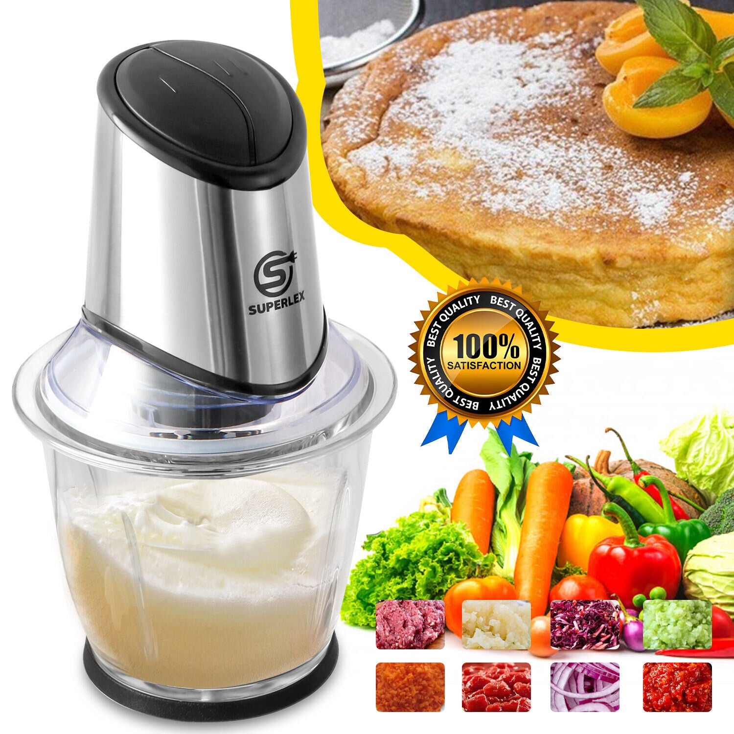 Mini Chopper Electric Blender& One Button Operation,Easy Clean with Nuts Grinder