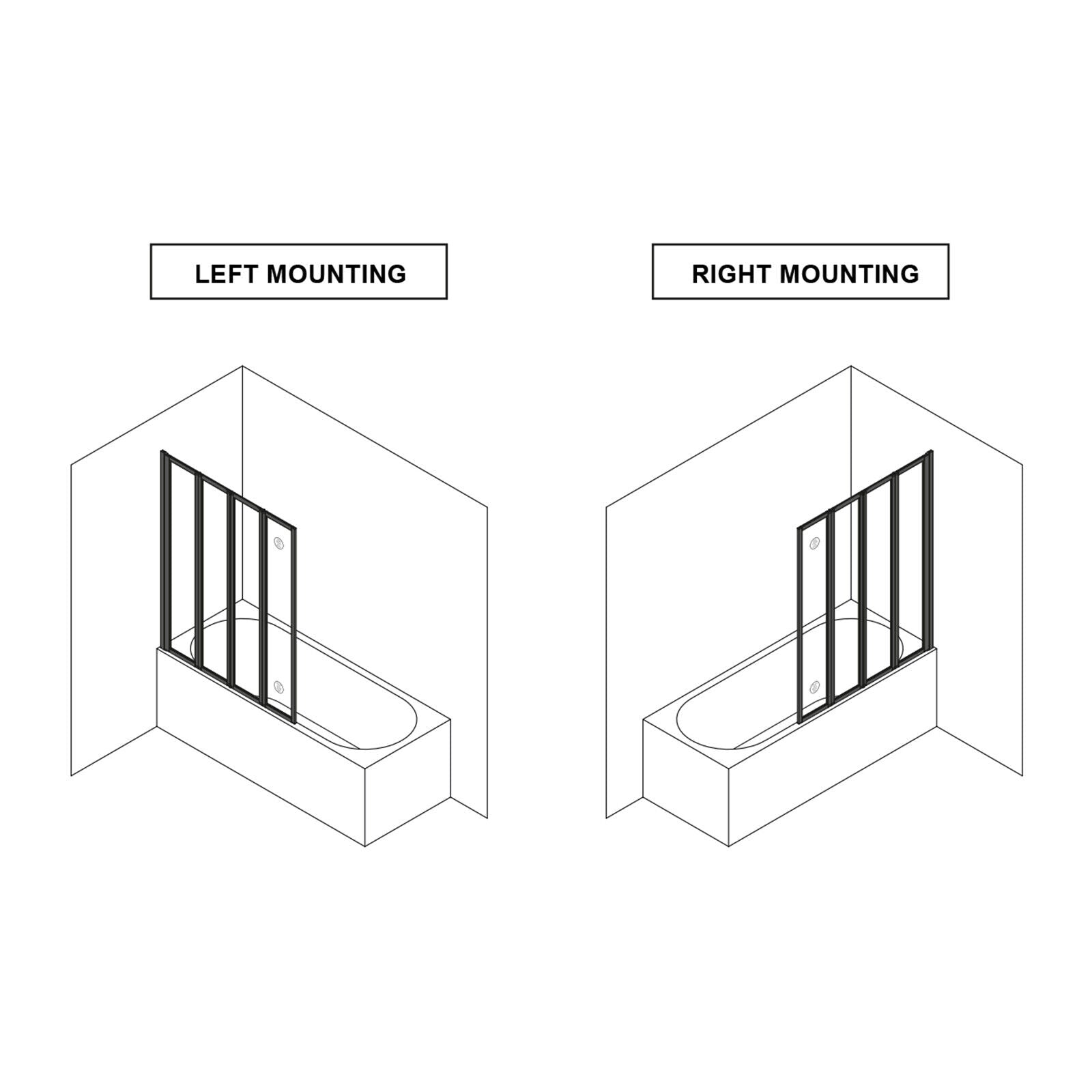 Nes Home 1100Mm 4 Fold Bath Shower Screen Matt Black Frame