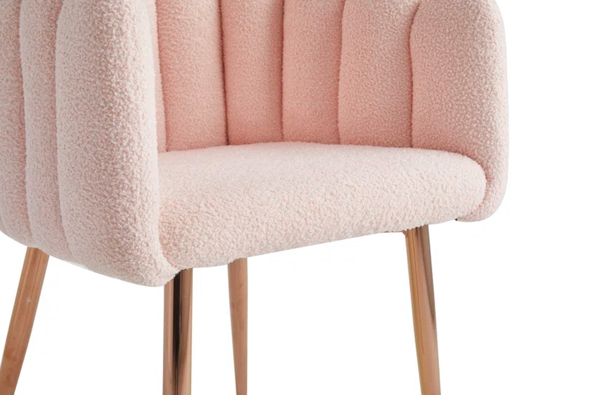 Pink Armchair Upholstered Furry Living Room and Dressing Chair