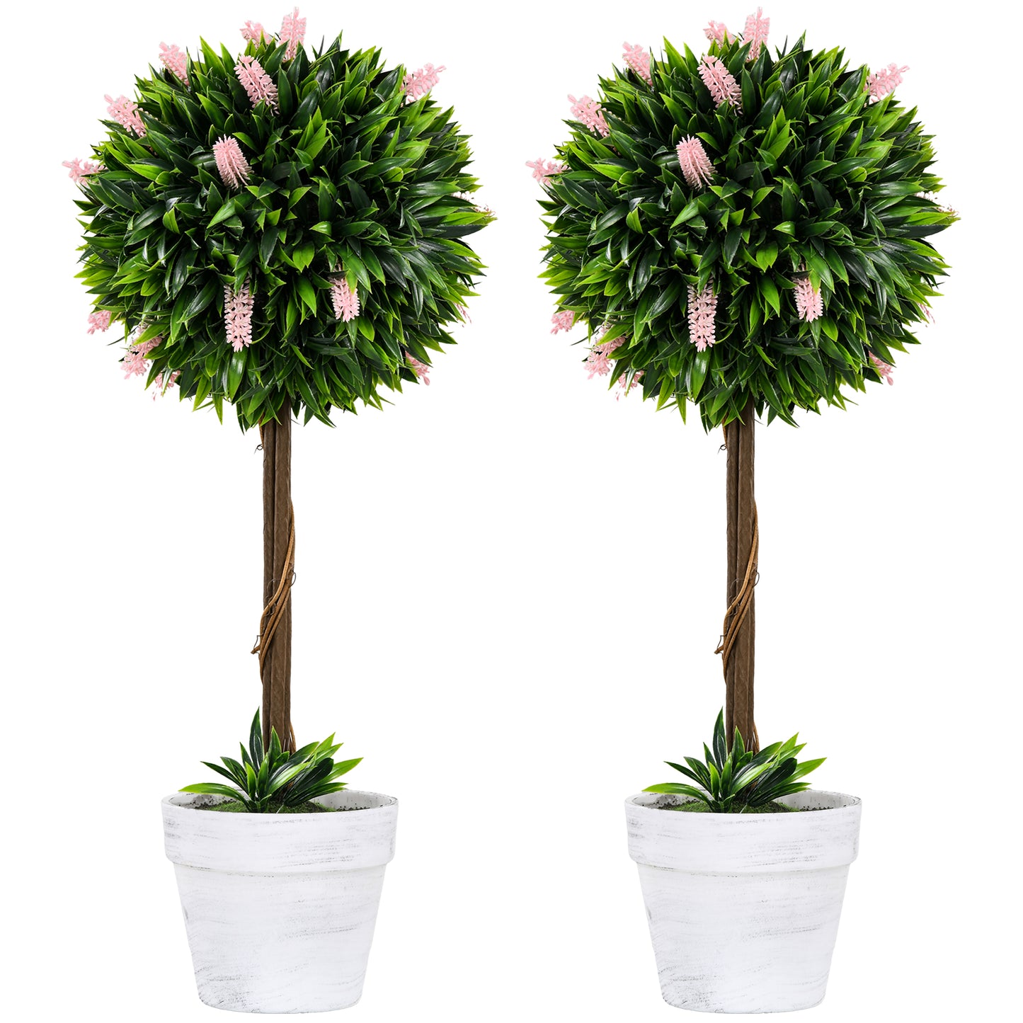 Set of 2 Decorative Artificial Plants Ball Trees with Flower