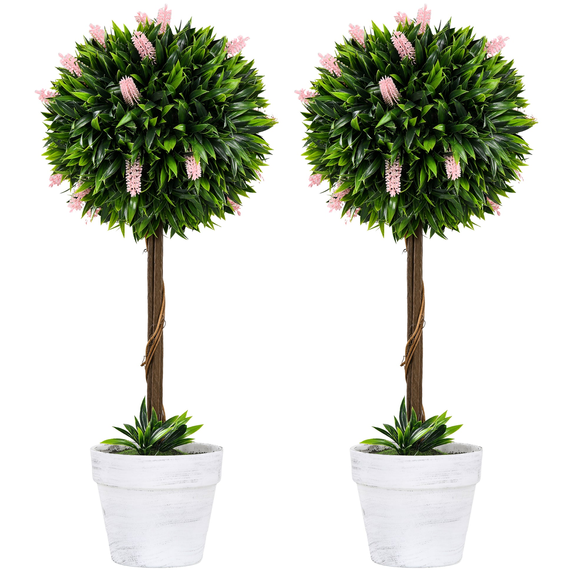 Set of 2 Decorative Artificial Plants Ball Trees with Flower