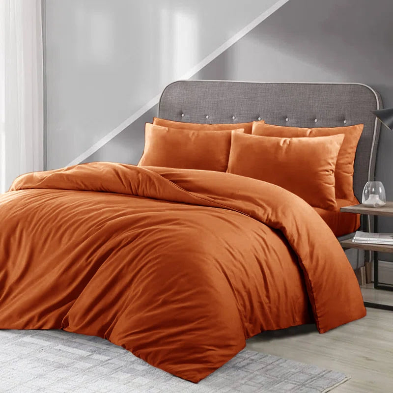 Lameya Luxury Microfibre 200 TC Duvet Cover Quilted Plain Bedding Sets with Pillow Cases