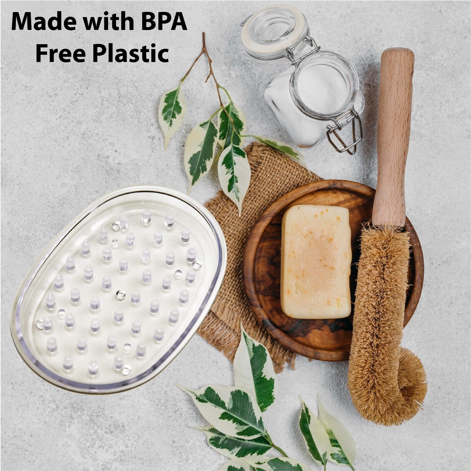 Clear Plastic Soap Holder Dish Drip Tray-Raised Ridges Allow Soap to Tray