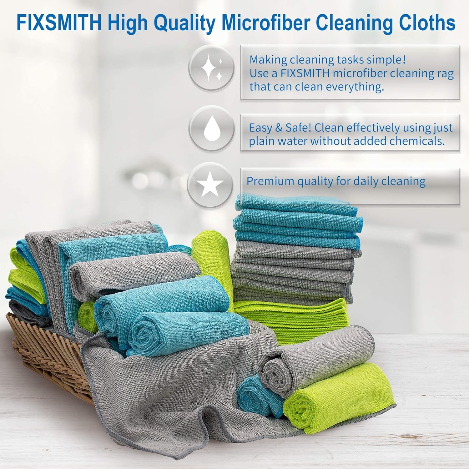 Microfibre Cloth- Pack of 50, Multifunctional Microfibre Towels,30X40Cm, Highly Absorbent Microfiber Duster Cloths for Kitchen, Lint-Free,Streak-Free Cleaning Cloths for Car