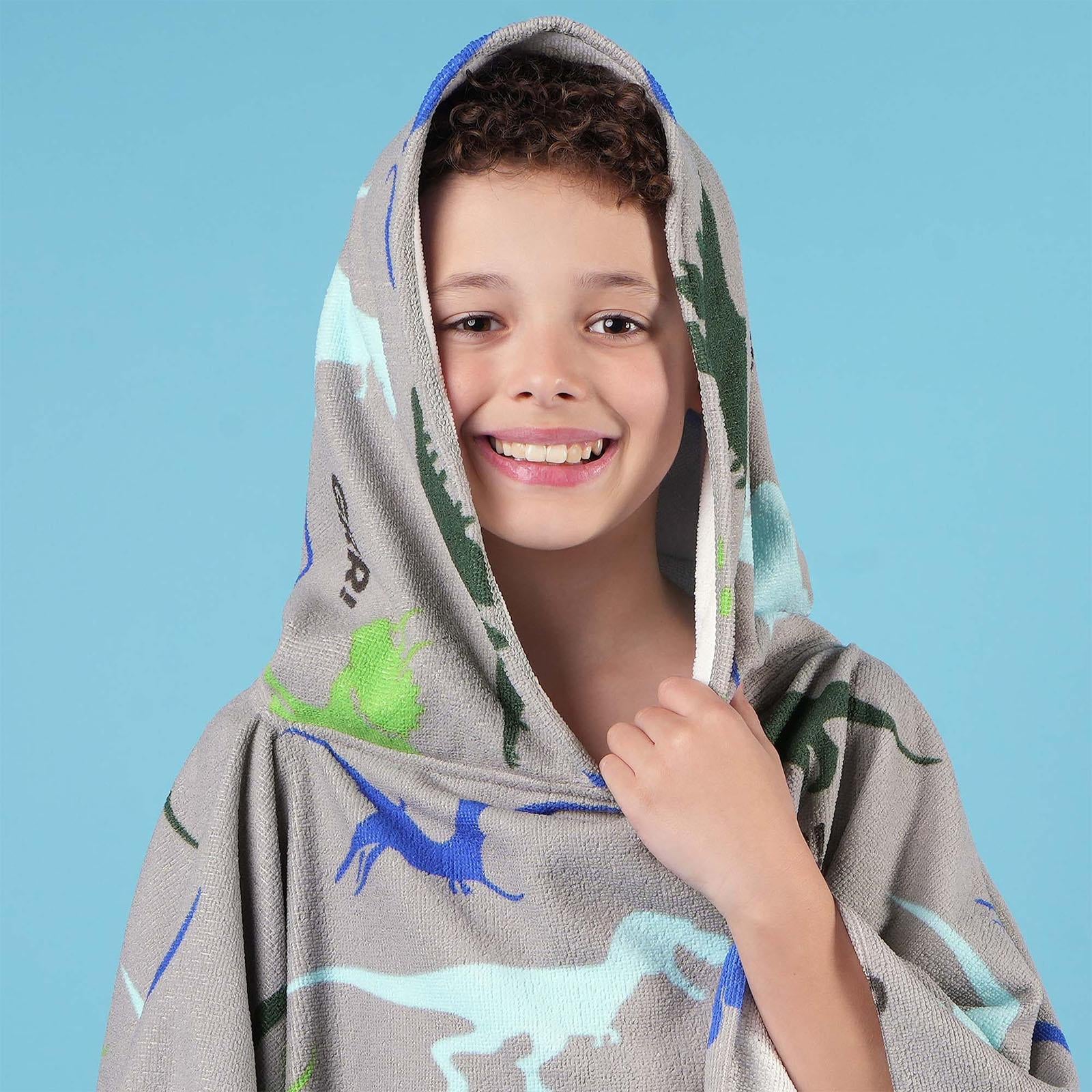Kids Poncho Beach Towel Hooded Quick Dry Microfibre Holiday Swimming Absorbent