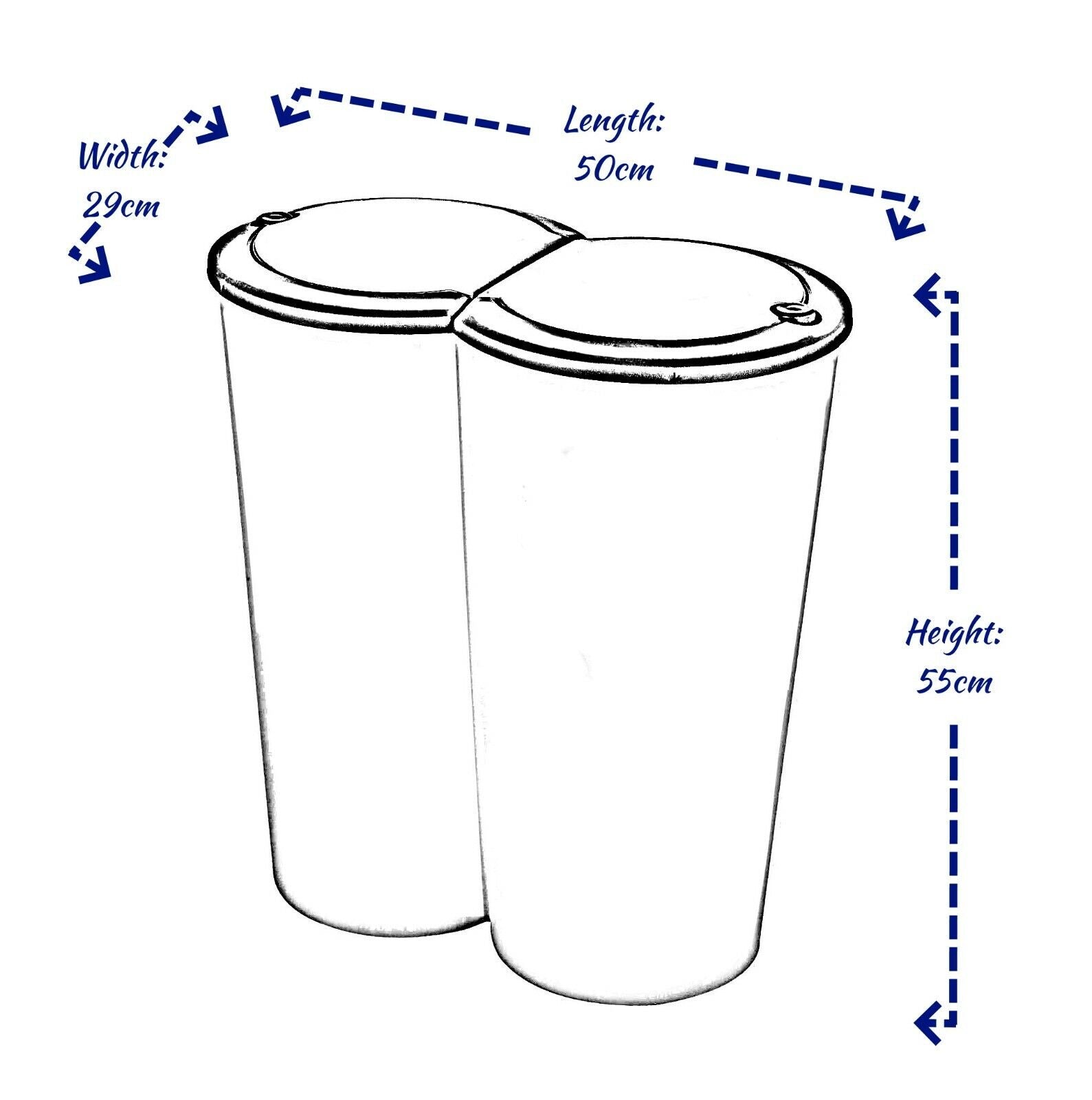Circular Double Recycling Waste Bin Duo Rubbish Plastic Cardboard Disposal 2X25L