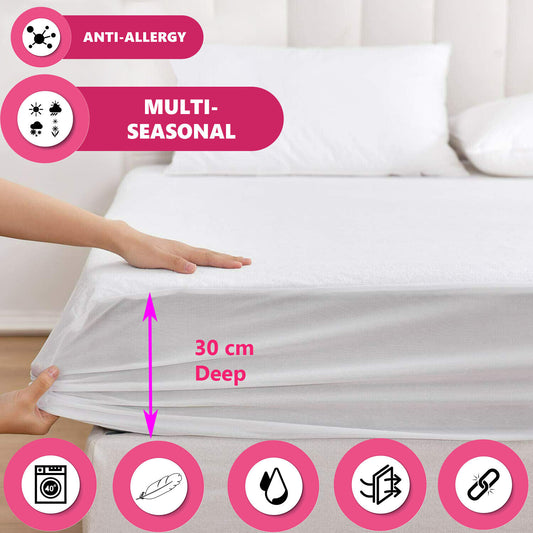 MATTRESS COVER PROTECTOR WATERPROOF TERRY FITTED SHEET SINGLE DOUBLE KING SIZE