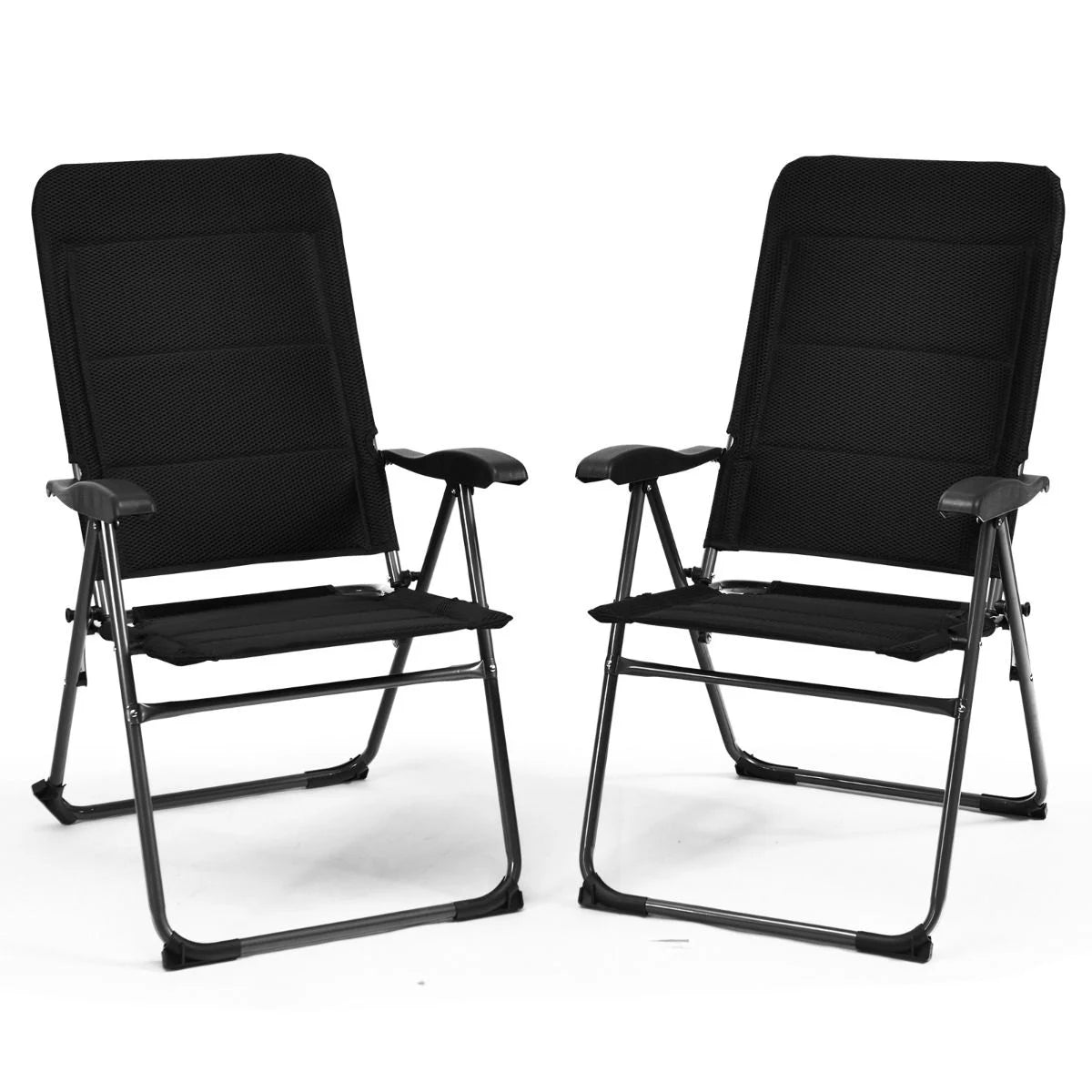 2-Piece Padded Patio Lounger Chair with 7 Adjustable Backrest Positions