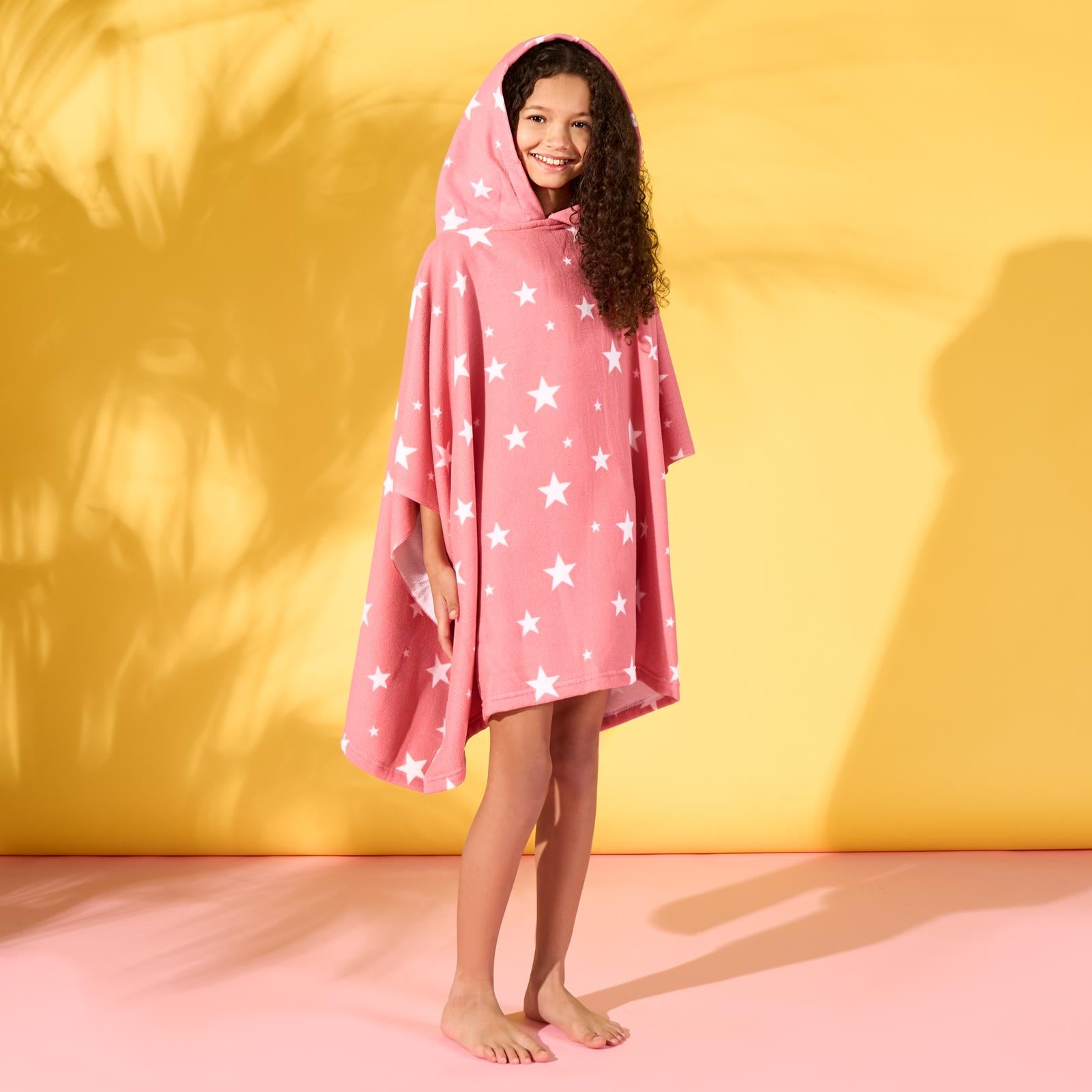 Kids Poncho Beach Towel Hooded Quick Dry Microfibre Holiday Swimming Absorbent