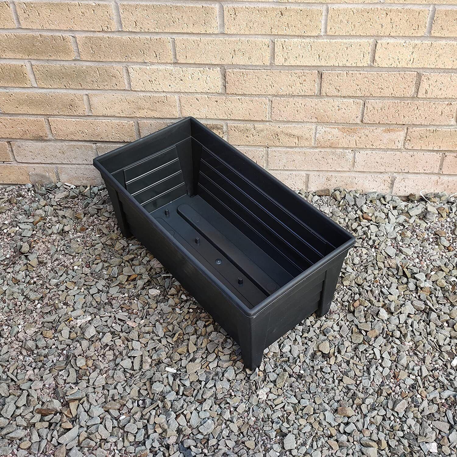 Plant Pot Trough Extra Long Plastic Planter Outdoor Garden 55Cm Black/Brown