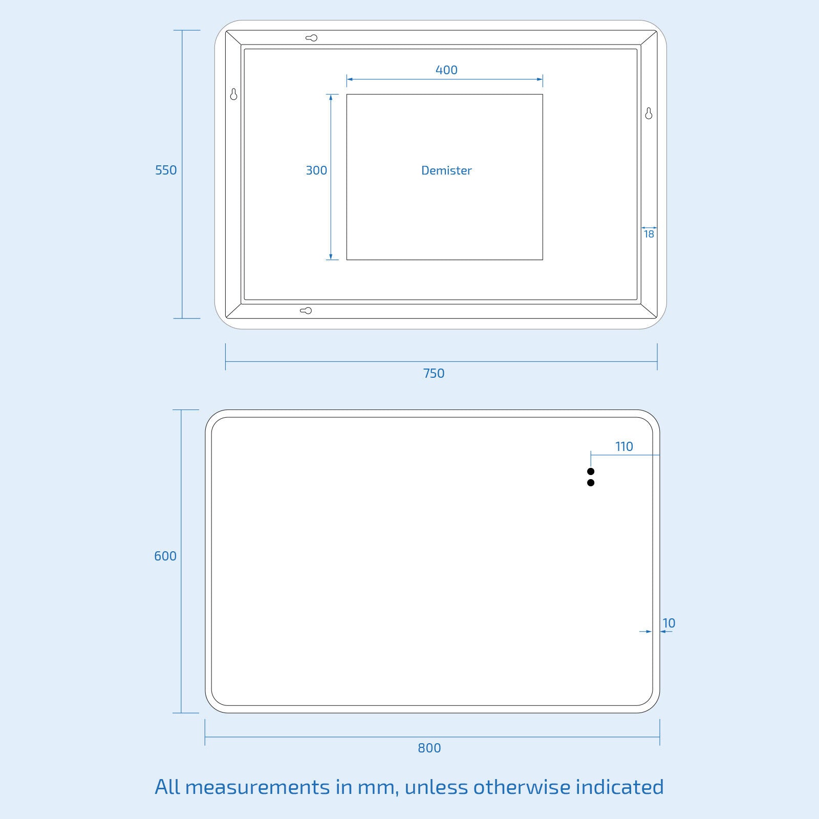 Nes Home Motion Sensor Bathroom LED Mirror Shaver Socket Demister 600 X 800Mm
