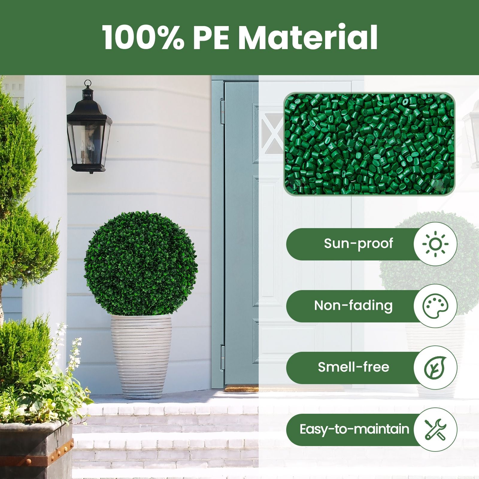 2 Pieces 52 CM Artificial Topiary Balls with 20 Zip Ties