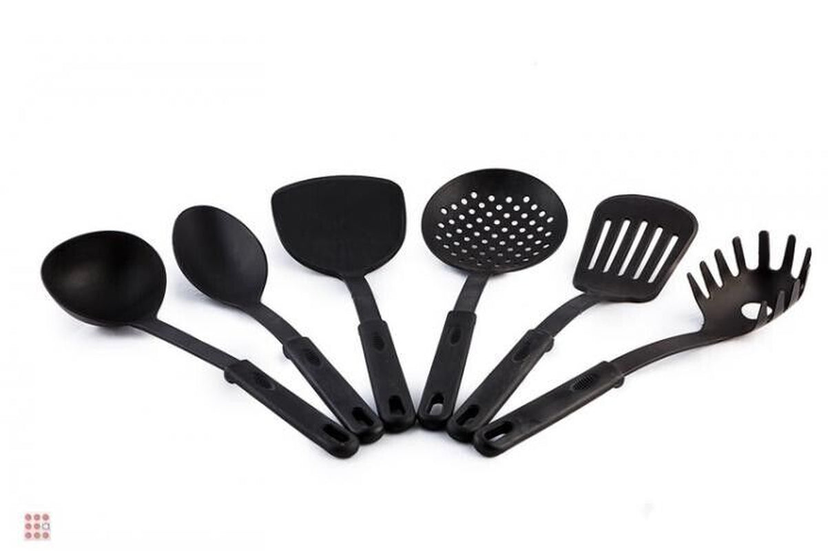 6Pcs Kitchen Utensil Set Silicone Black Non-Stick Heat Resistant Cookware Tools