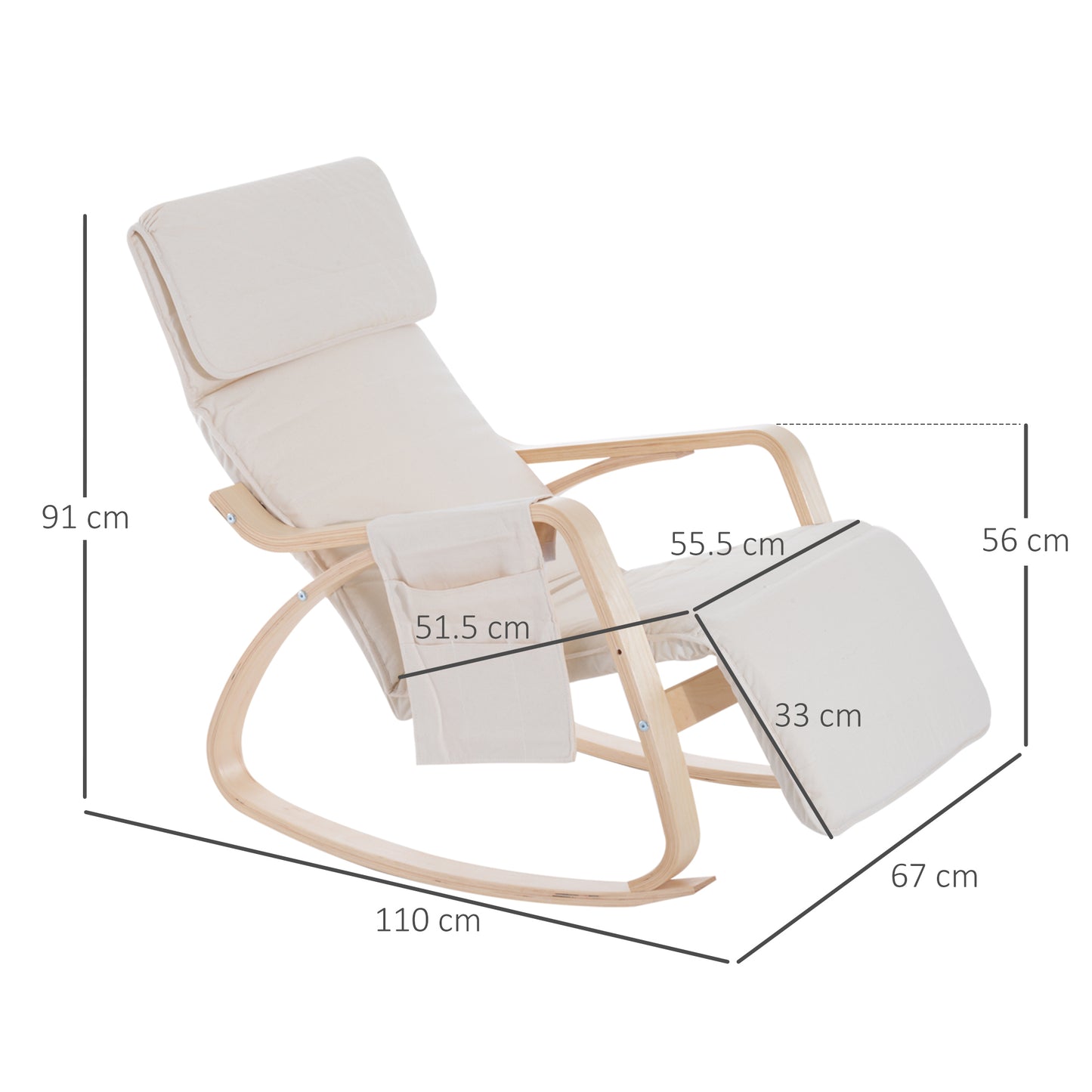 Modern Rocking Lounge Chair Recliner with Adjustable Footrest