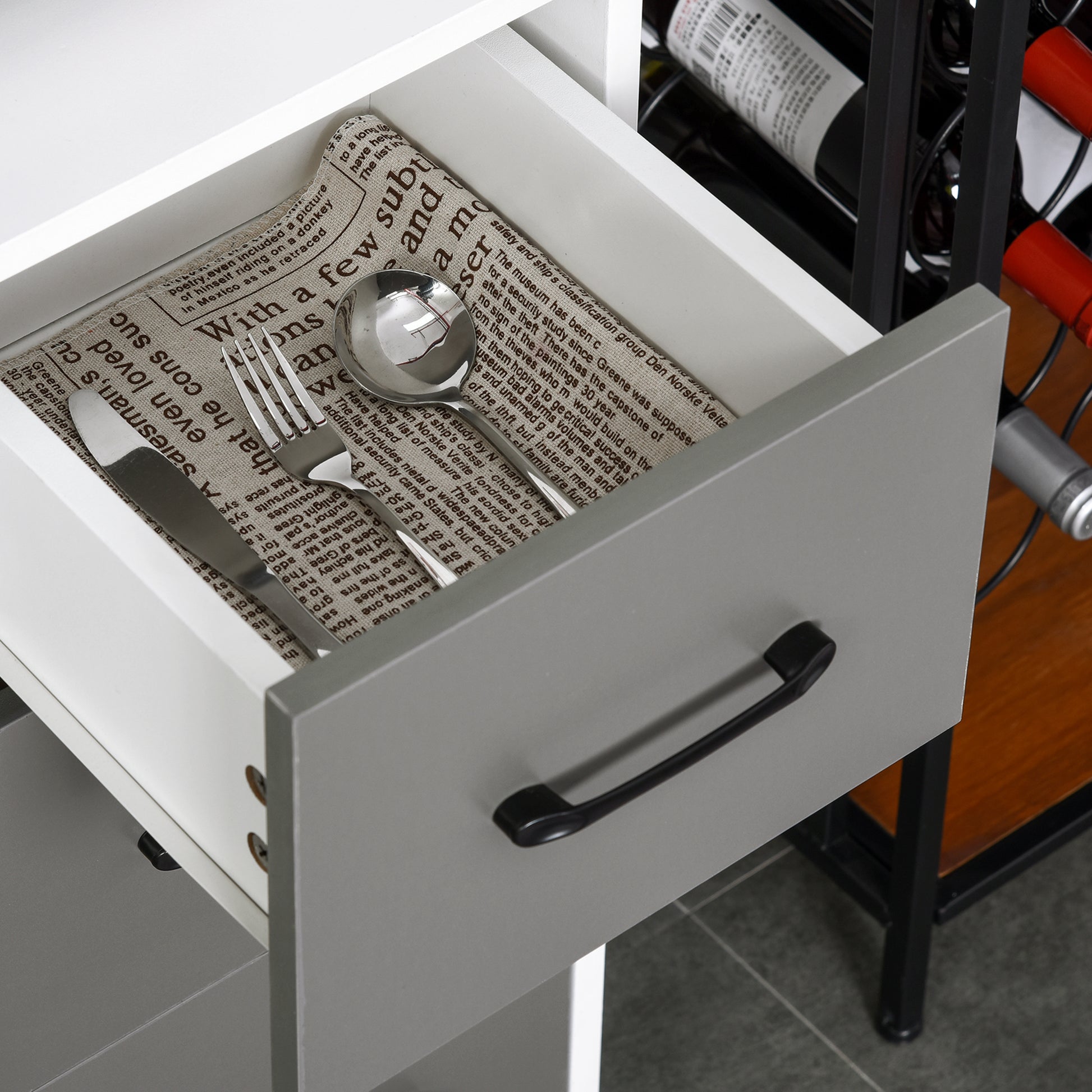 Modern Kitchen Cupboard with Storage Cabinets, 3 Drawers for Living Room