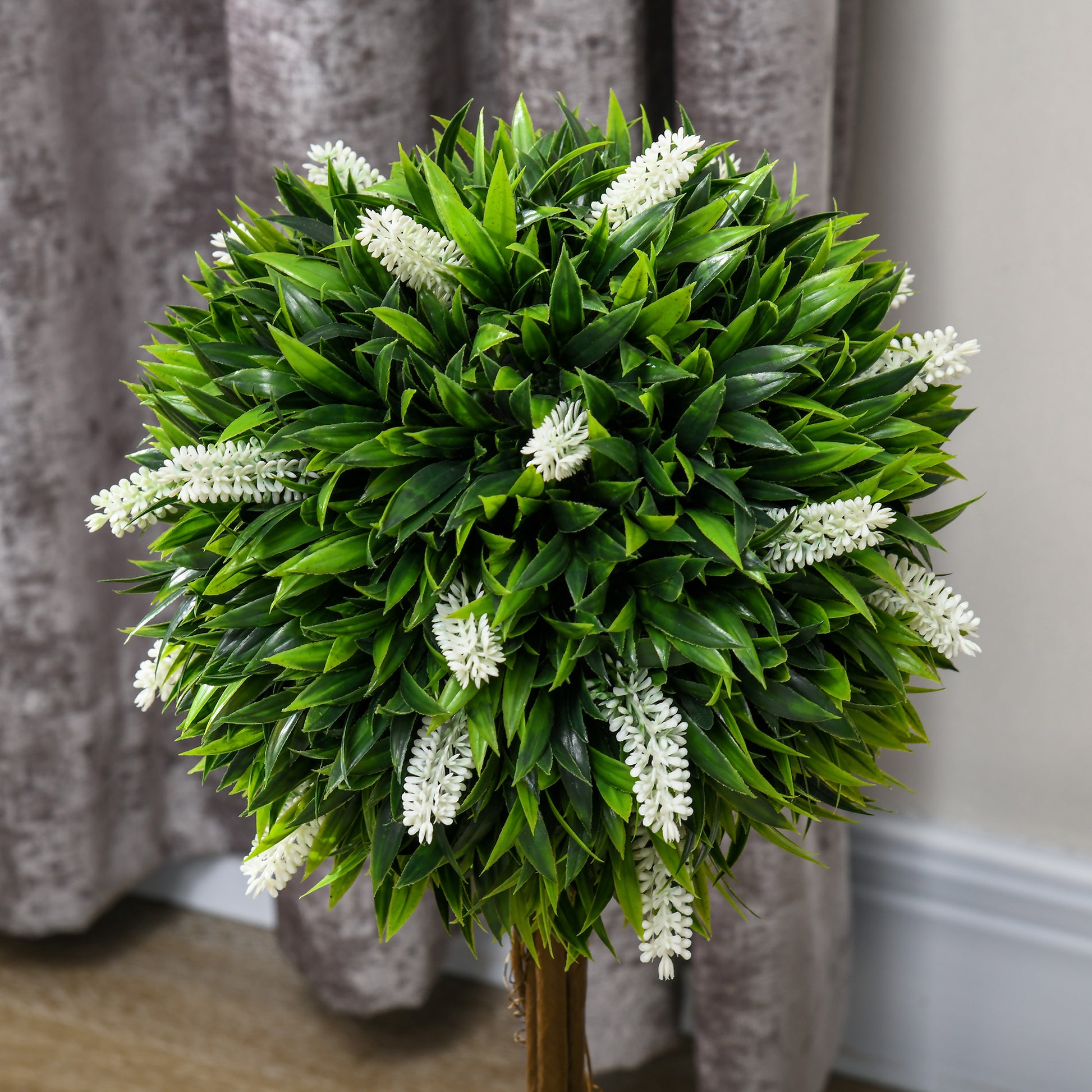 Set of 2 Decorative Artificial Plants Ball Trees with Flower