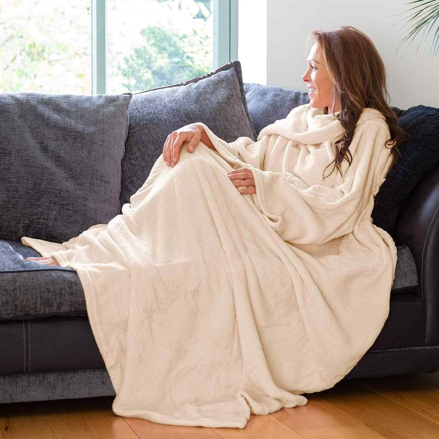 Genuine Snug Rug DELUXE ™ ADULT Cosy Warm SLEEVED Arms Blanket Fleece Official