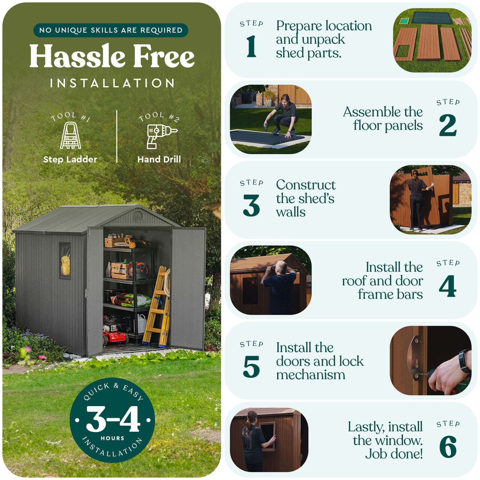 Keter Darwin Outdoor Garden Tool Storage Shed W/Window