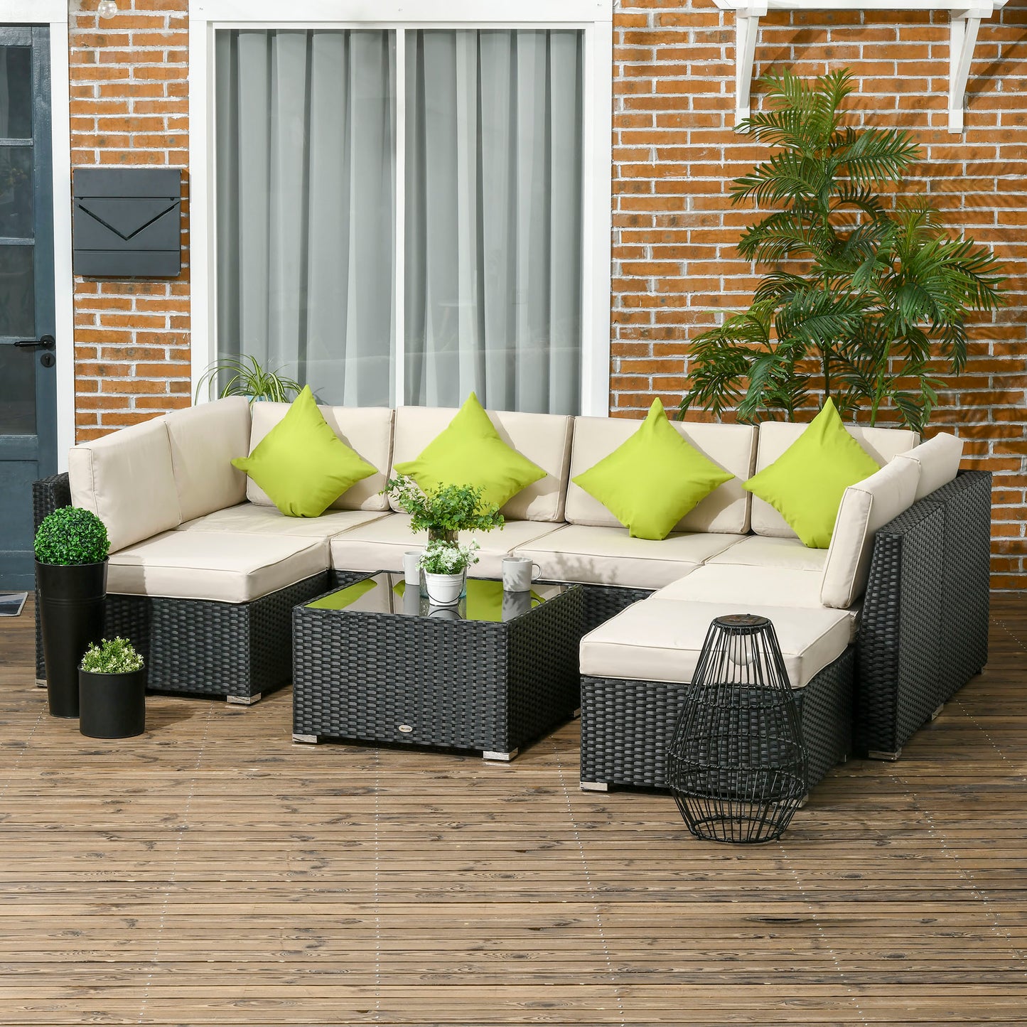 Rattan Outdoor Garden Furniture Patio Corner Sofa Set with Cushions