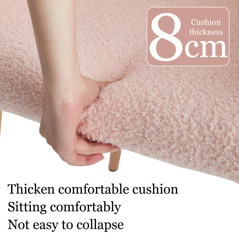 Pink Armchair Upholstered Furry Living Room and Dressing Chair