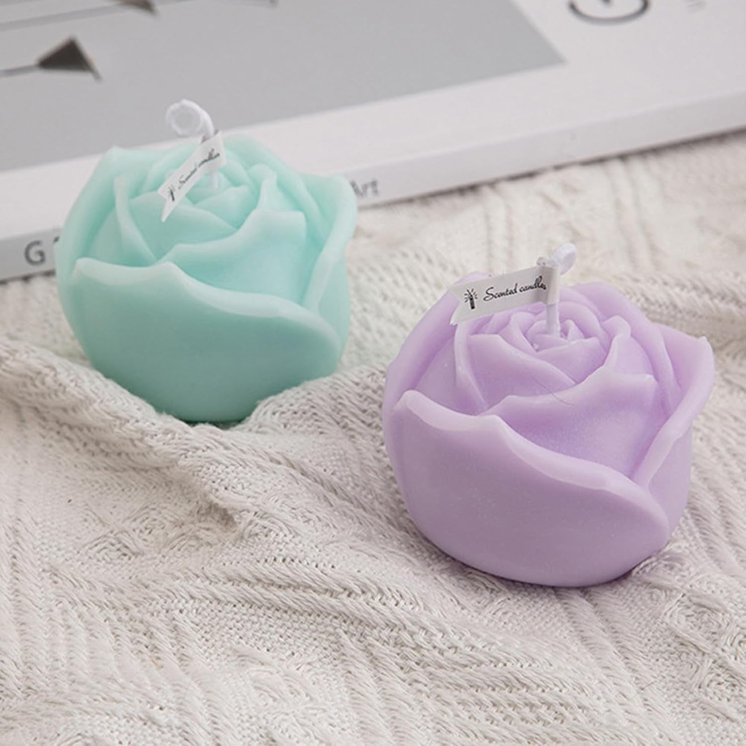 Rose Flower Candle, Handmade Creative Rose Scented Candle, Aromatherapy Candle Ornament, Rose Shaped Tealight Candles for Wedding Valentine'S Day Baby Shower Bridal Shower Birthdays Home Decoration